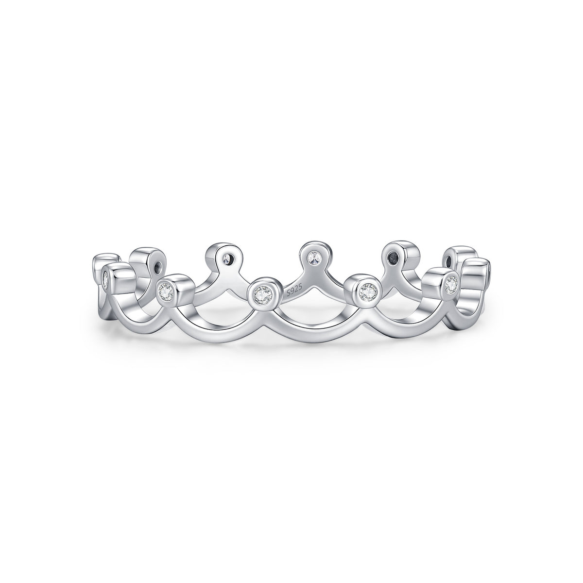 S925 Sterling Silver Crown Moissanite Band