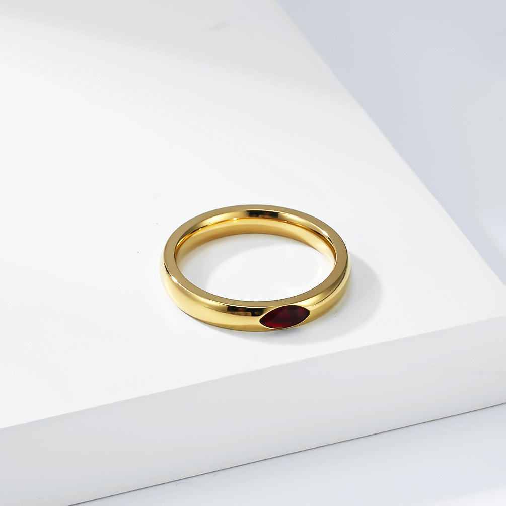 Zircon Ring – Elegant Gold Plated Steel Ring