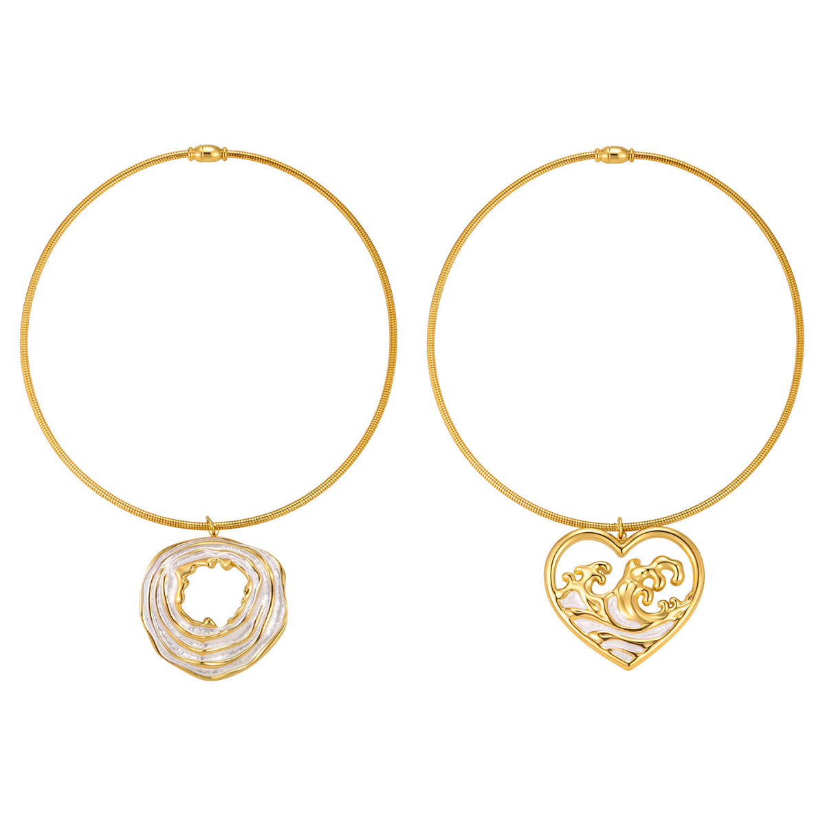 Design Sense Women's Stainless Steel Hollow Round Love Pendant Style Irregular Necklace