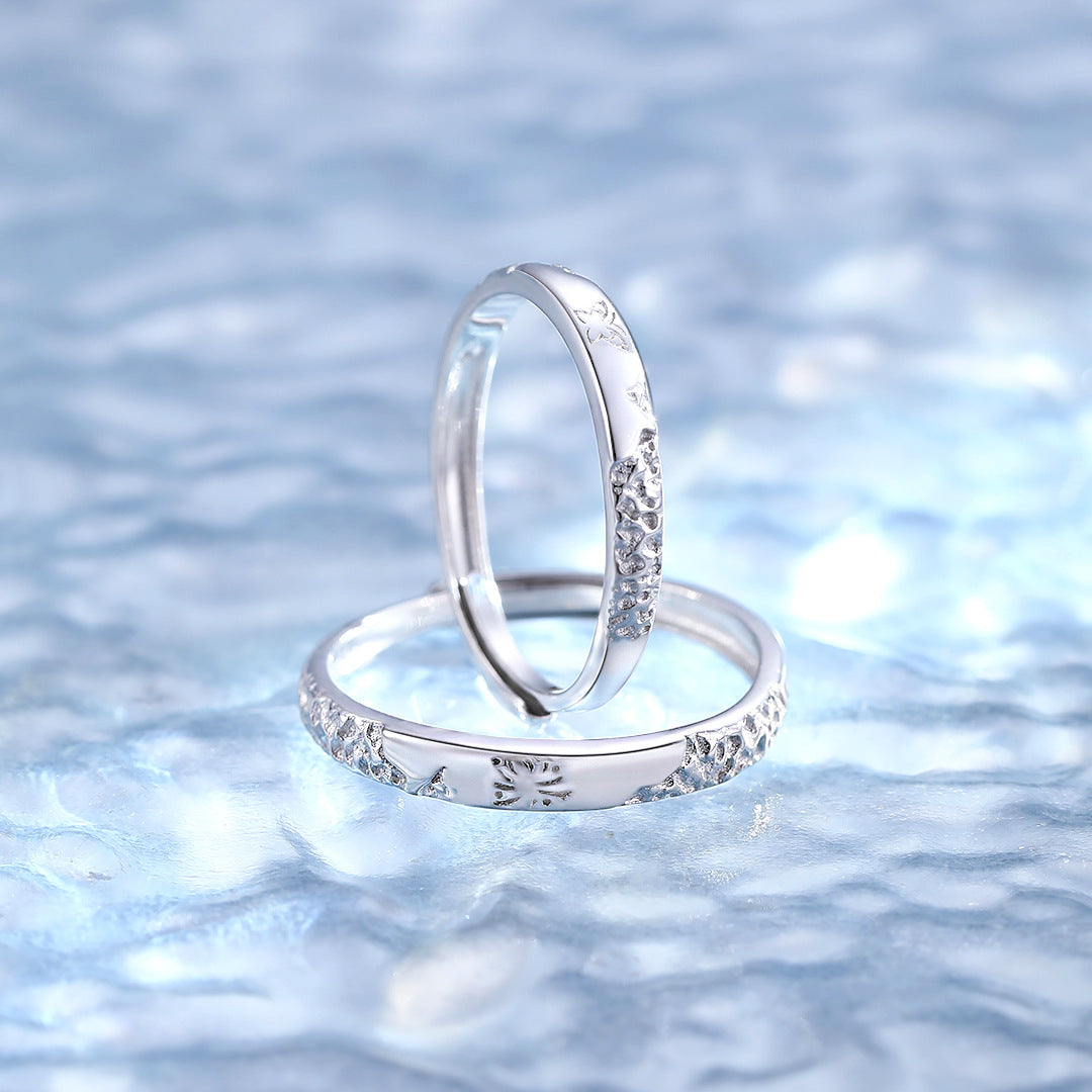 Planderful S925 Sterling Silver Dream Butterfly Couple Ring For Him And Her Adjustable