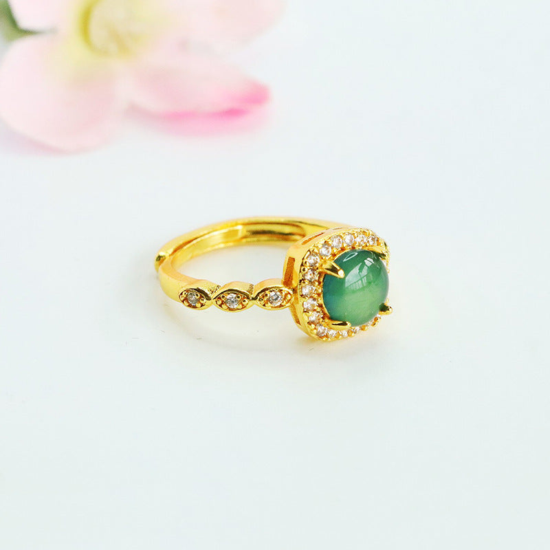 Blue-Water Jadeite Sugar-Cube Ring