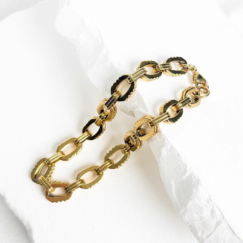 Planderful Jewelry Steel Gear Chain Bracelet