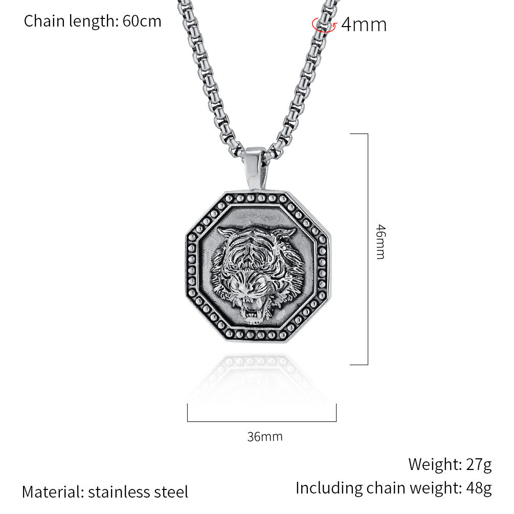 Tiger Pendant Necklace For Men By Planderful Durable Steel Tiger Design For Hip Hop Fashion