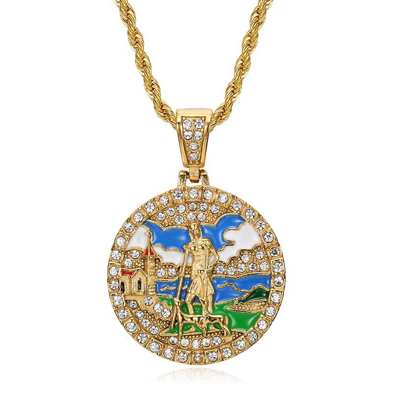 Rhinestone Necklace – Statement Hip Hop Jesus Pendant