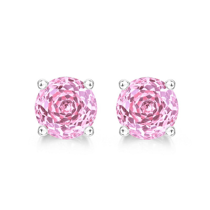 S925 Sterling Silver Zircon Rose Stud Earrings