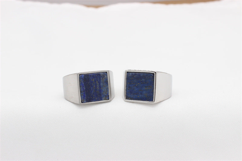 Planderful Everyday Genie Titanium Steel Ring For Men Unisex With Square Stone Statement