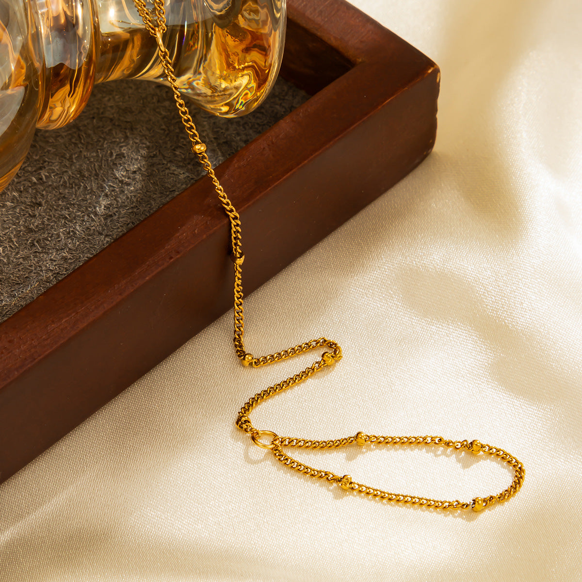 Planderful Vienna Verve Stainless Steel Snake Chain Bracelet With Zircon Beads For Women Elegant Statement