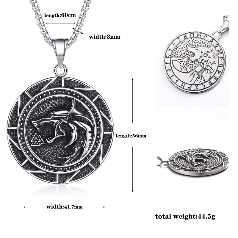 Steel Necklace – Statement Viking Wolf Head Pendant For Men Everyday Wear Planderful