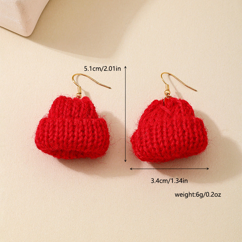 Planderful Vienna Verve Earrings – Unique Hand-Woven Red Wool Design