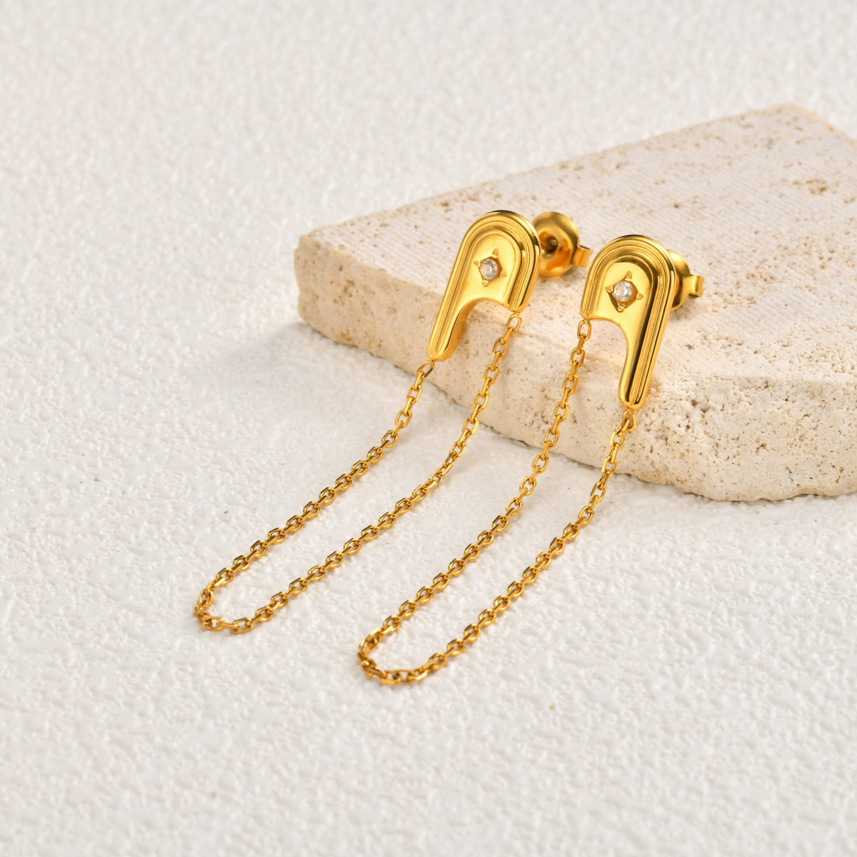 Gold-Tone Crystal Chain Drop Earrings