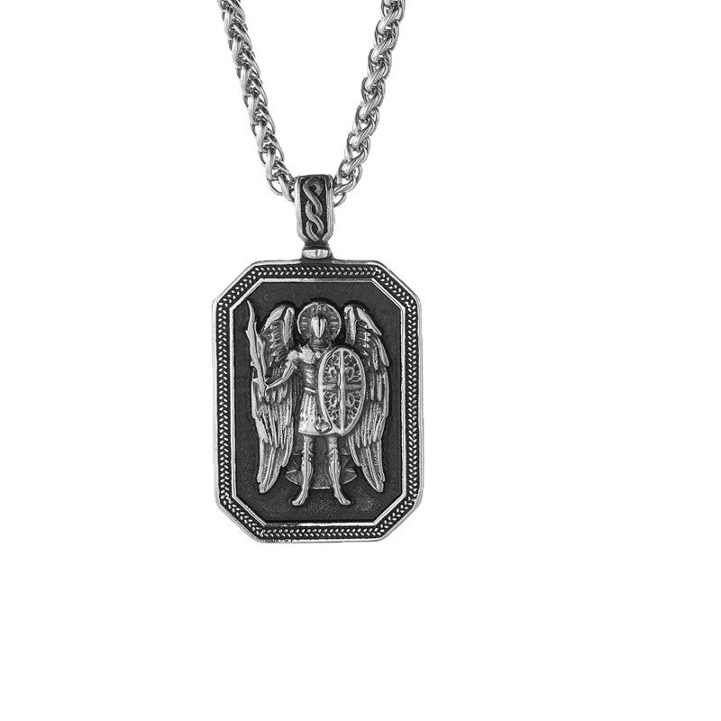 Planderful Stainless Steel Angel Sword Pendant Necklace For Men Durable Bold Contemporary Style Gift