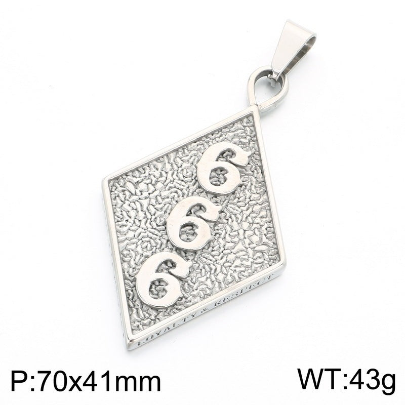 Hip Hop Rock Rhombus Tag Punk Style Letters Ftw Number 666 Stainless Steel Necklace