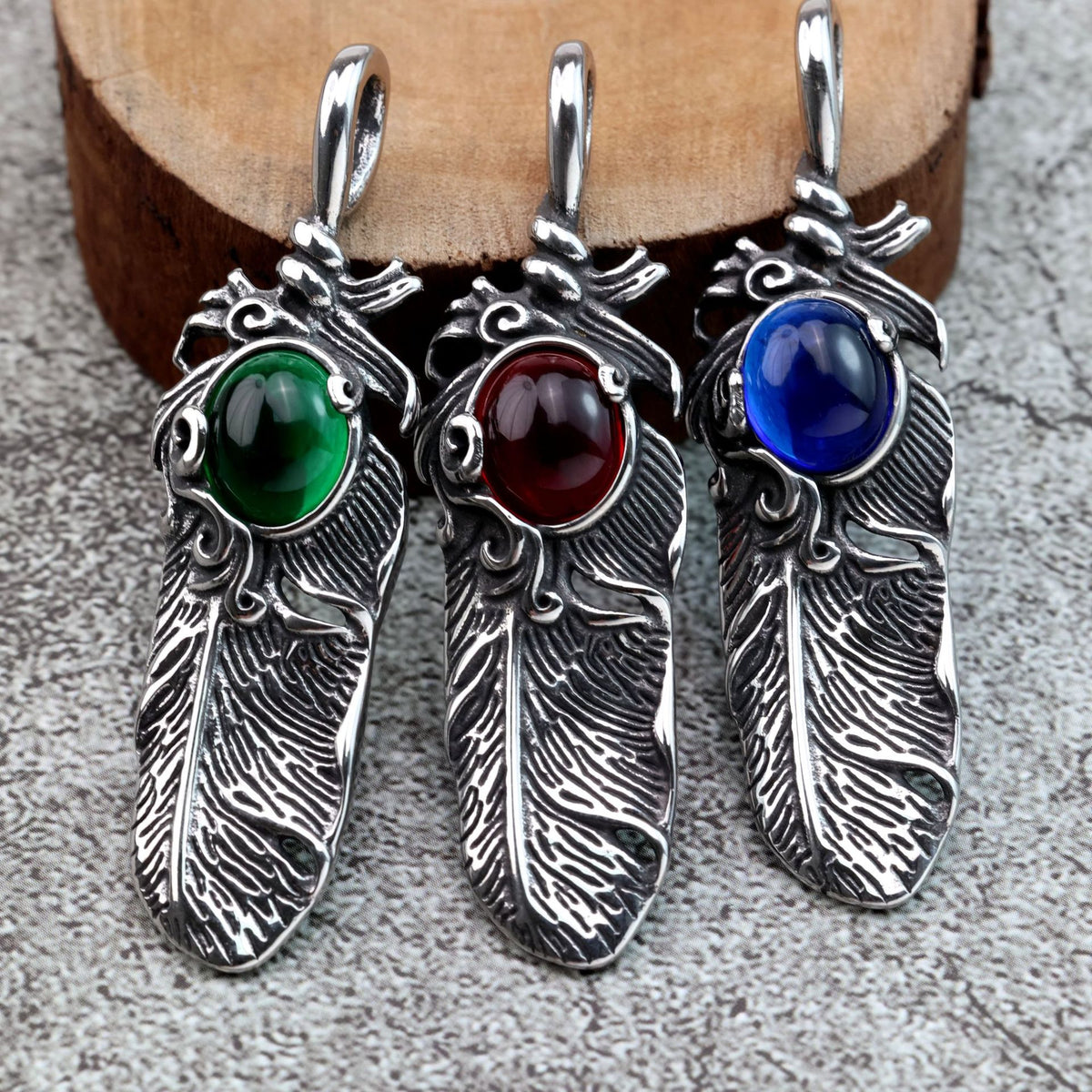 Feather Japanese Stainless Steel Men's Pendant Necklace