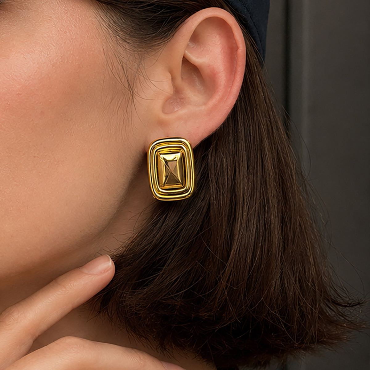 Square Stainless Steel Geometric Earrings By Planderful Vienna Verve Street Style 3D Statement Jewelry For Trendsetters