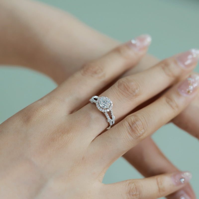 Planderful Classic Moissanite Sterling Silver Ring – 6.5 × 6.5 mm, 1 ct – Style 13