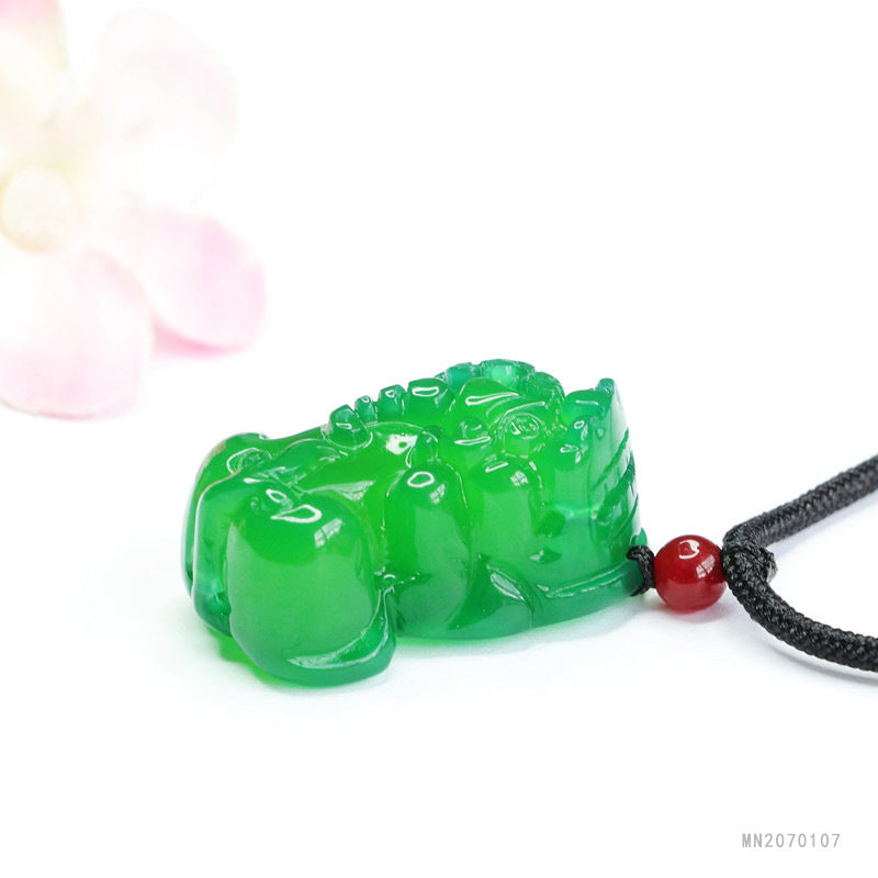 Green Chalcedony Pixiu Pendant