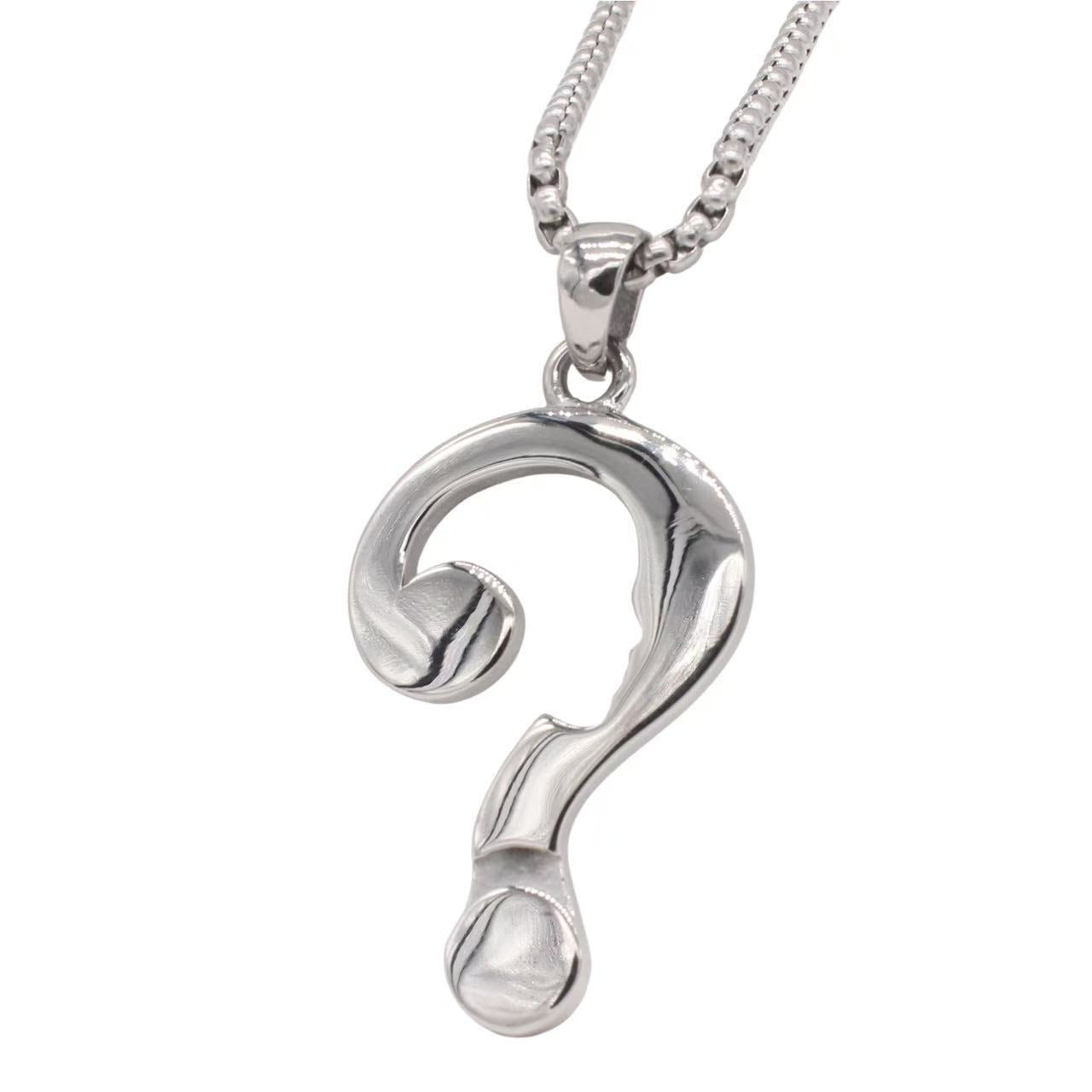 Planderful Jewelry Question Mark Pendant for Men in Titanium Steel Minimalist Hipster Necklace