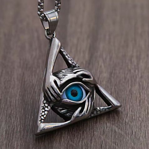 Planderful Devil's Eye Necklace For Men Stainless Steel Streetwear Pendant Everyday Genie Collection