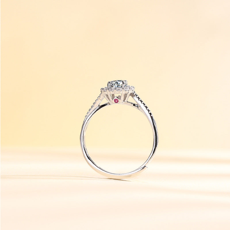 Moissanite Female S925 Sterling Silver Women's Ring
