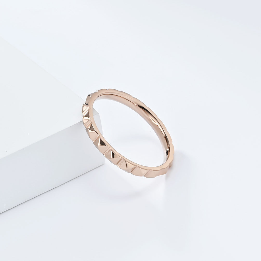 Planderful Titanium Steel Rhombus Ring With Pyramid Lattice Tail For Women Stylish Everyday Genie