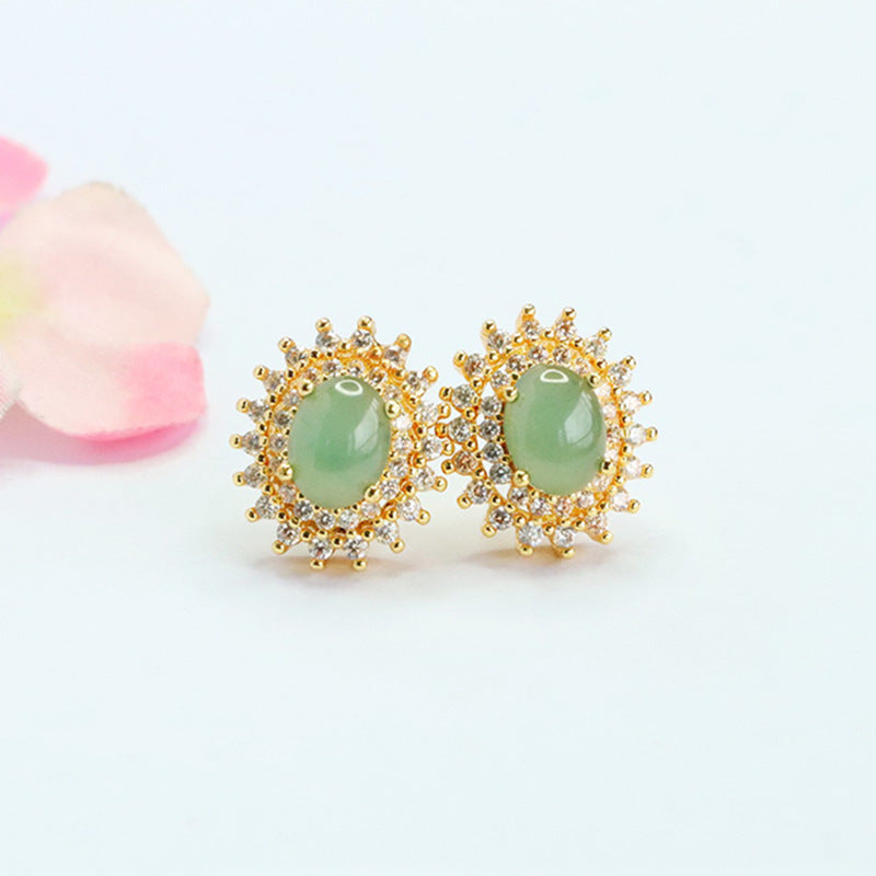 Blue-Water Jadeite Starlight Stud Earrings