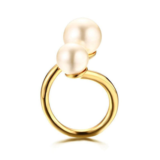 Korean Version of Popular Jewelry Wholesale 3MM Titanium Steel Pearl Opening Ring