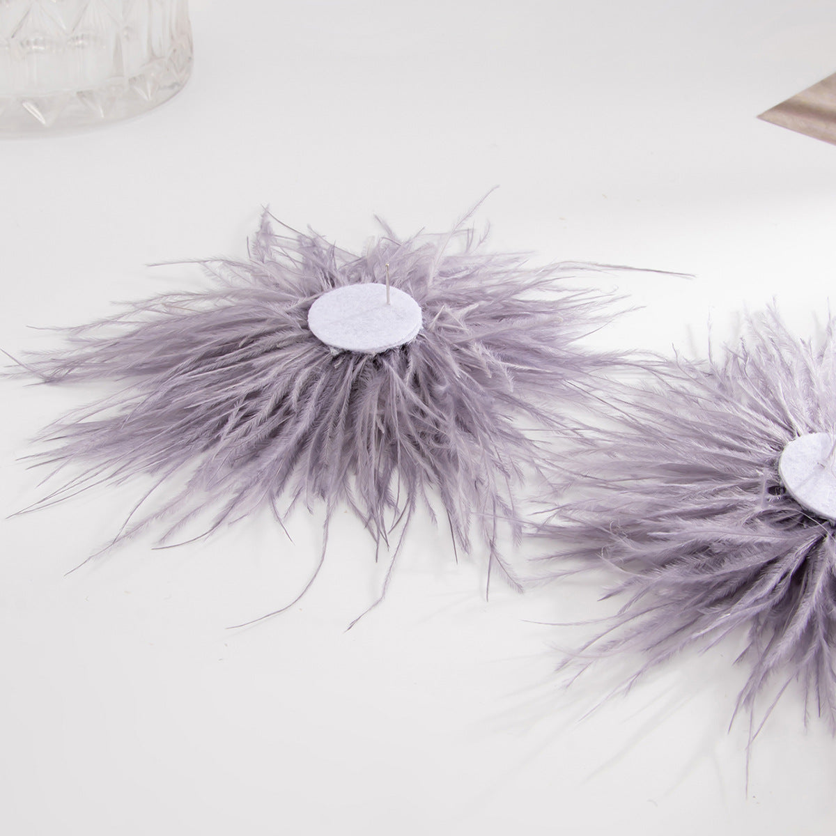 Planderful Vienna Verve Feather Flower Stud Earrings With Fluffy Zircon Accents For Trendsetting Fashion Lovers