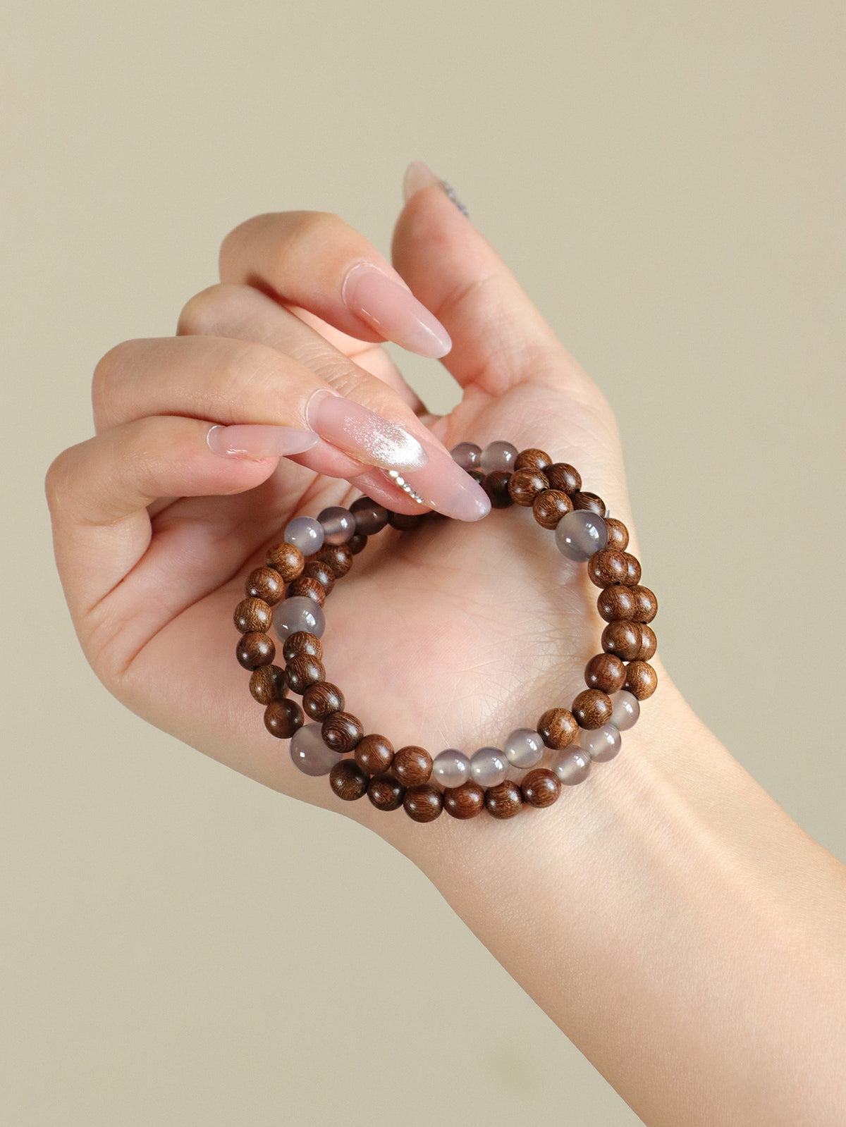 Strawberry Quartz Agate Sandalwood Bracelet
