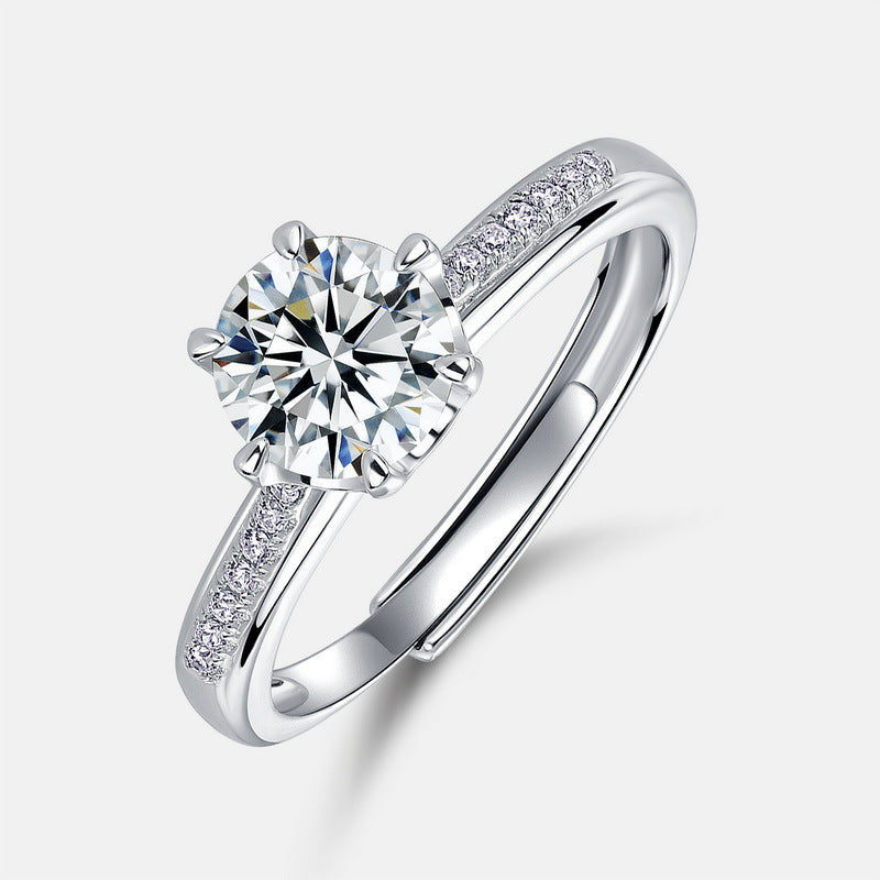 Planderful Classic Moissanite Sterling Silver Ring – 6.5 × 6.5 mm, 1 ct – Style 2