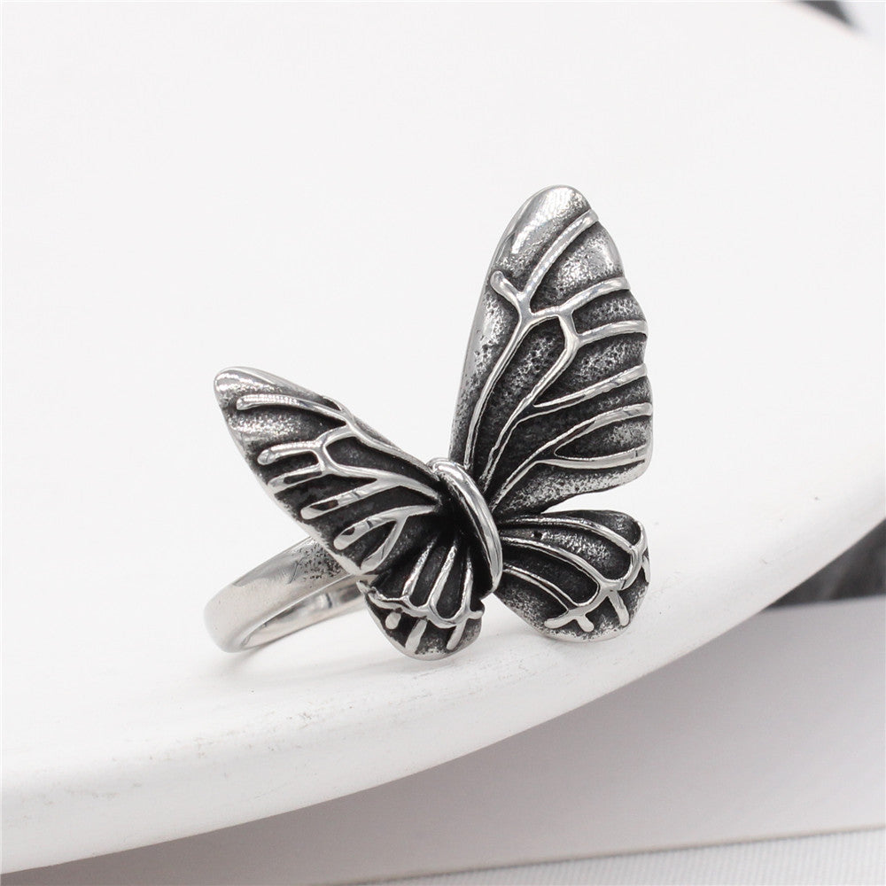 Retro Butterfly Titanium Steel Ring for Men