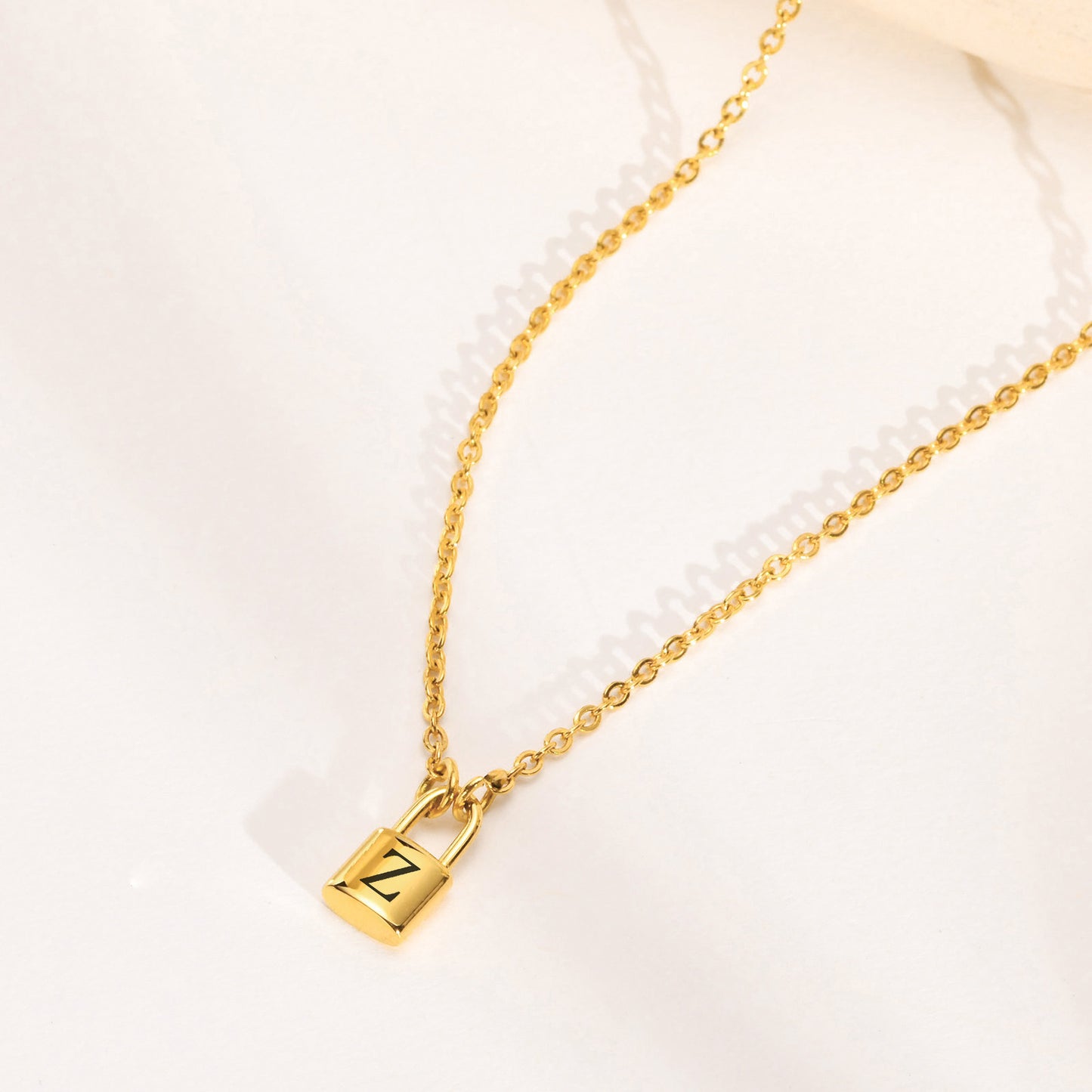 26 English Letter Pendant Necklace Stainless Steel Lock Jewelry