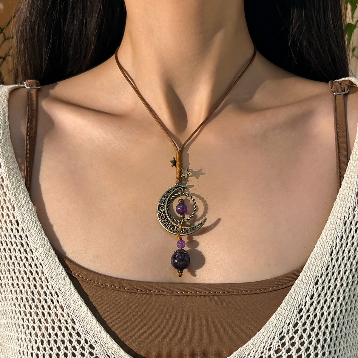 Planderful Vienna Verve Necklace – Unique National Style Hollow Moon Pendant