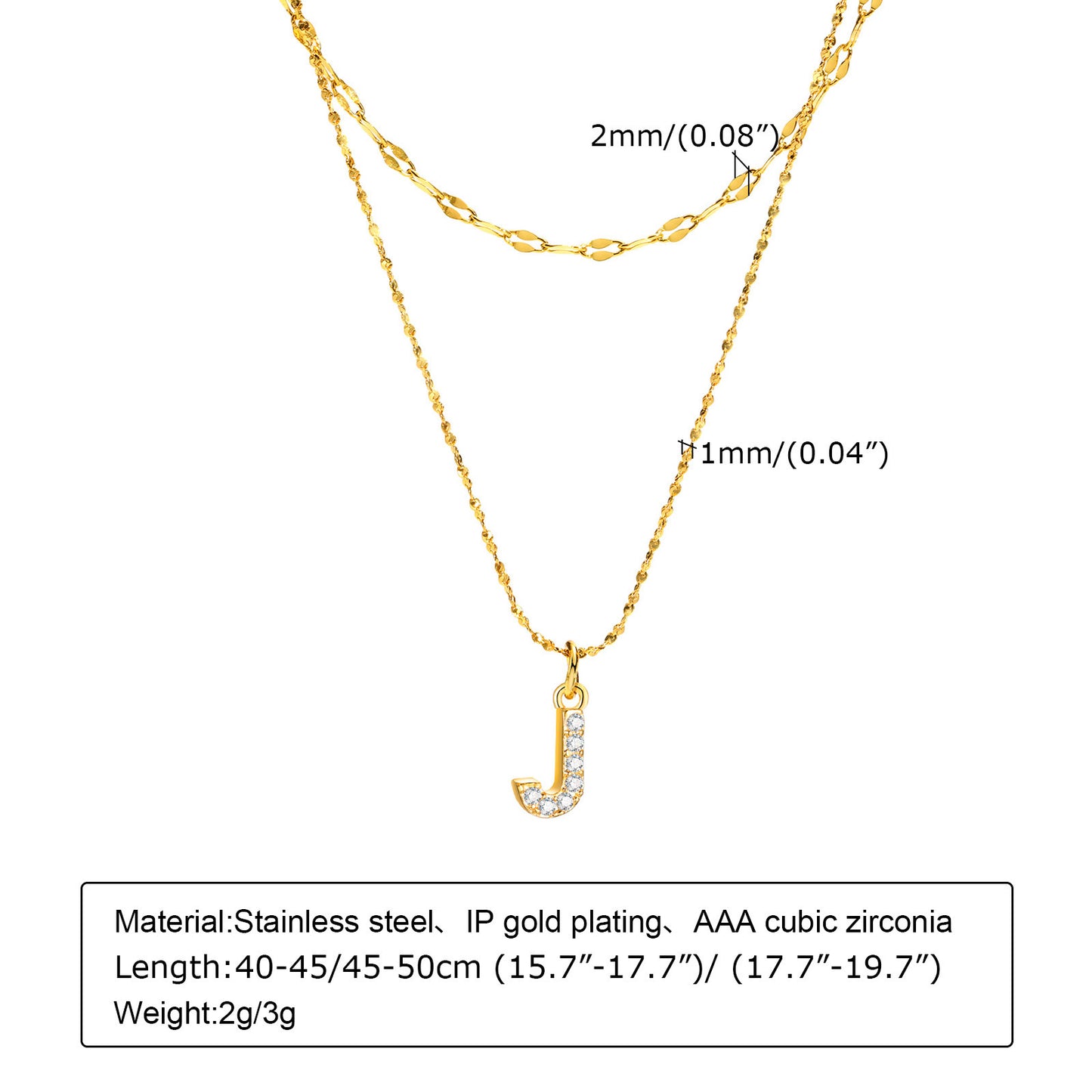 Stainless Steel 26-Letter Zircon Necklace Set for Summer Fashion