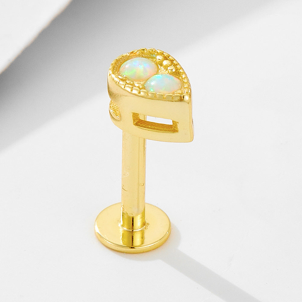 Planderful S925 Sterling Silver Opal Earrings Geometric Water Drop Design For Women