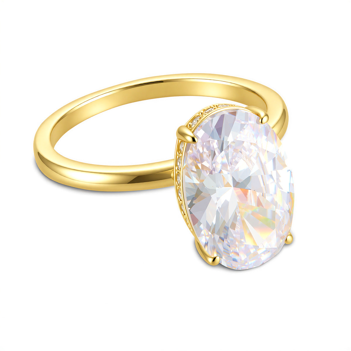 S925 Sterling Silver 8 12 Oval Zircon Ring High-Quality Ring