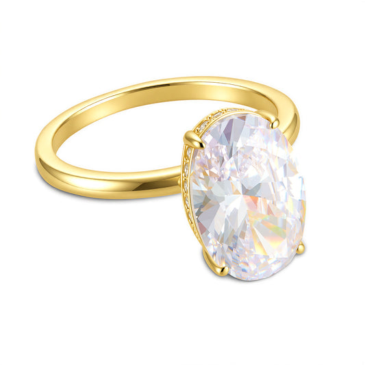 S925 Sterling Silver 8 12 Oval Zircon Ring High-Quality Ring