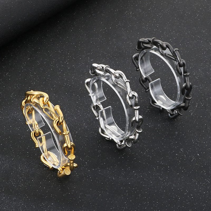 Planderful Everyday Genie Men Gold Plated Rivet Bracelet