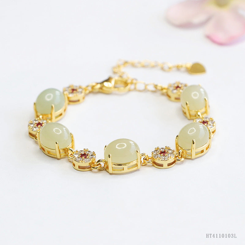 Qingshui Hetian Jade Five-Stone Bracelet