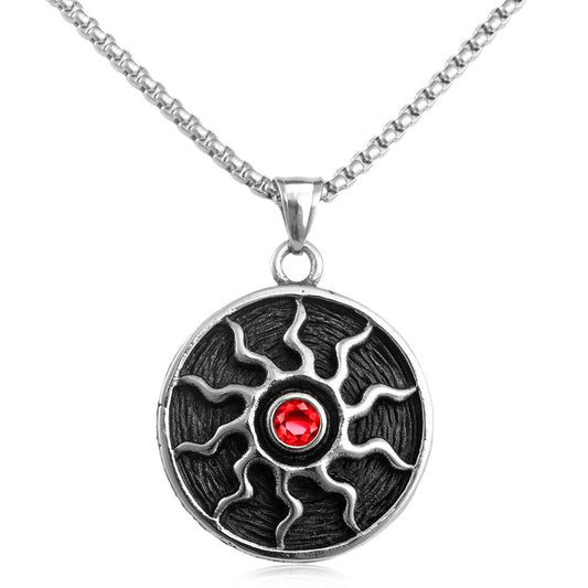 European And American Stainless Steel Sun Round Pendant Necklace
