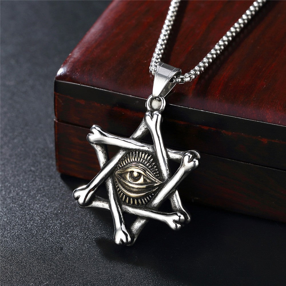 Planderful Egyptian Pharaoh Eyes Hexagram Stainless Steel Pendant Unisex Protection Talisman Jewelry Gift