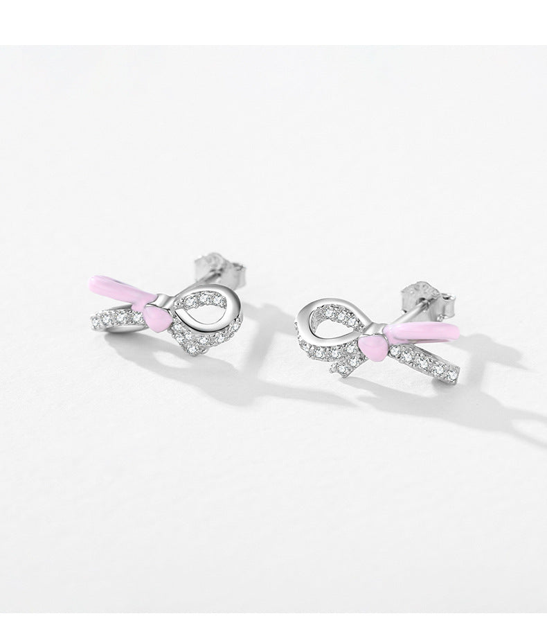 Charming S925 Sterling Silver Bow Earrings - Fashionable and Elegant