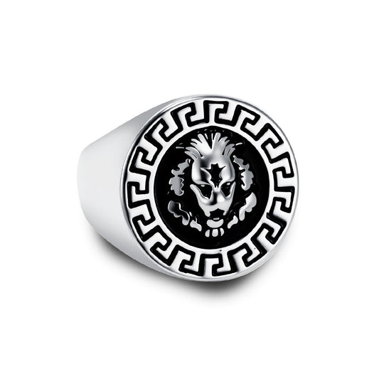 Planderful Lion Head Ring Durable Stainless Steel For Men European And American Hip Hop Retro Punk Style Jewelry