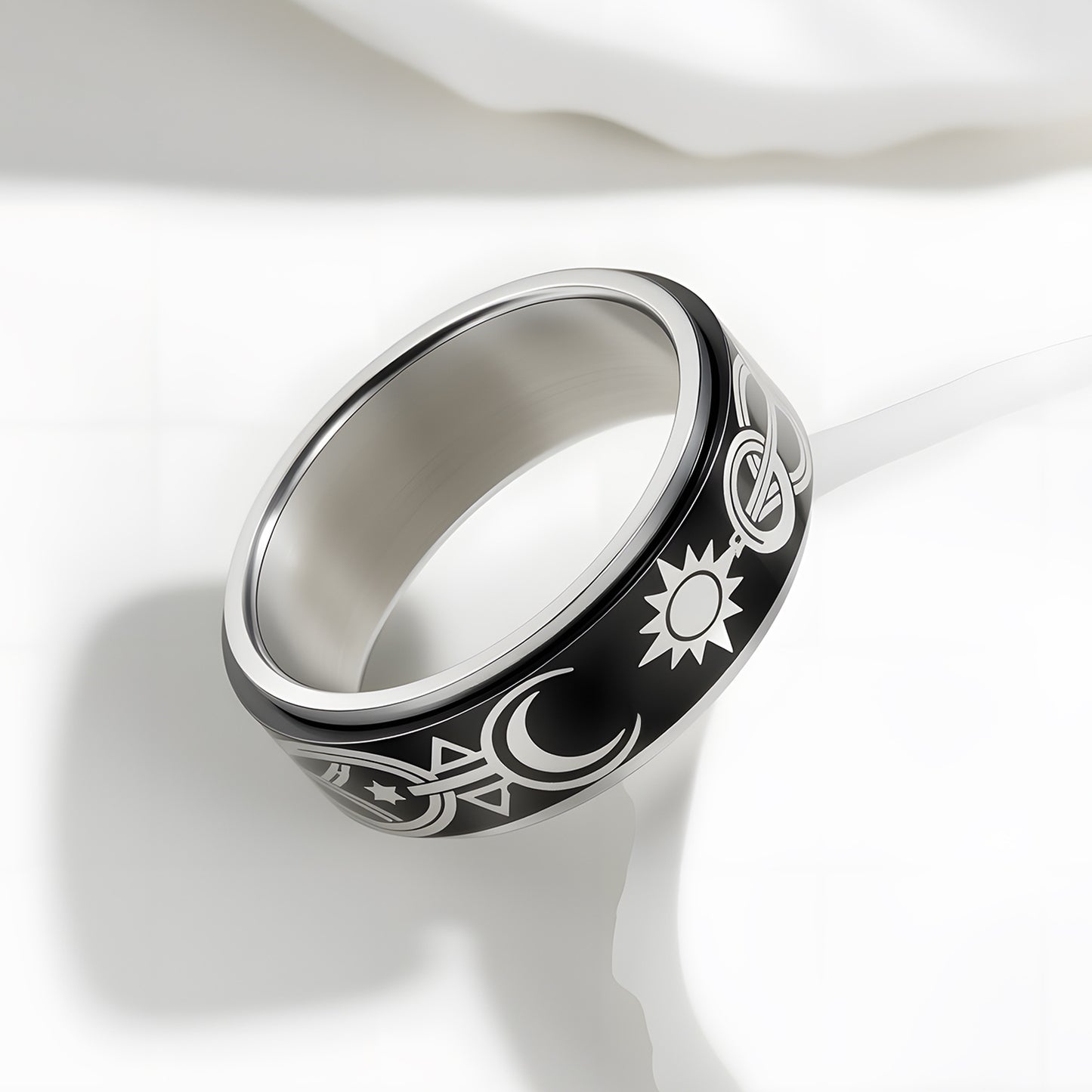 Rotating Star Moon Spinner Ring Planderful Everyday Genie Decompression Jewelry For Men And Unisex