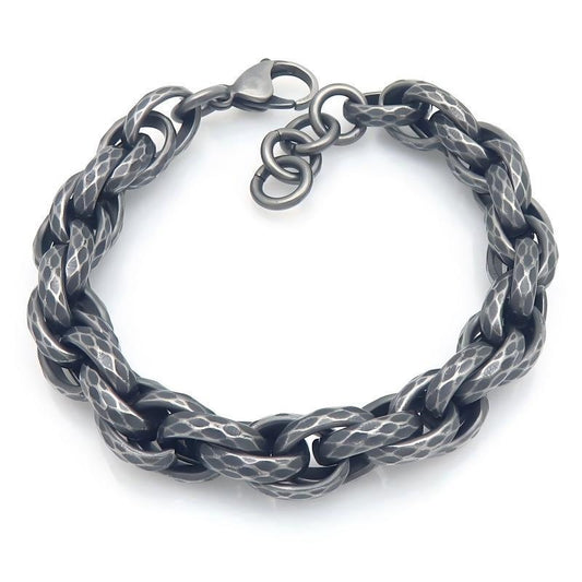 11mm Hammer Twist Twist Chain With Extension Chain Stainless Steel Men's Bracelet