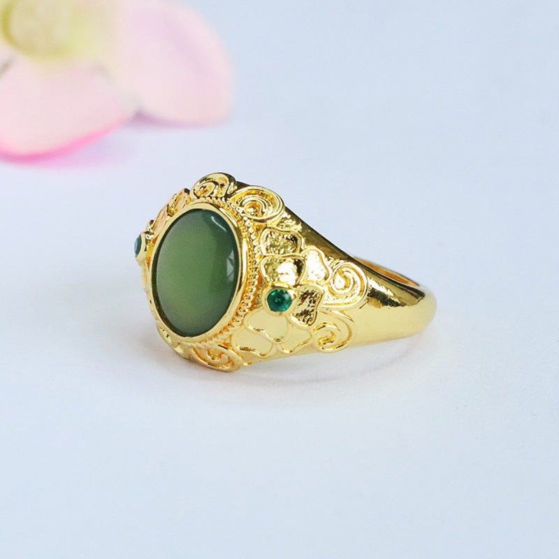 Blue-Water Jadeite Butterfly Ring
