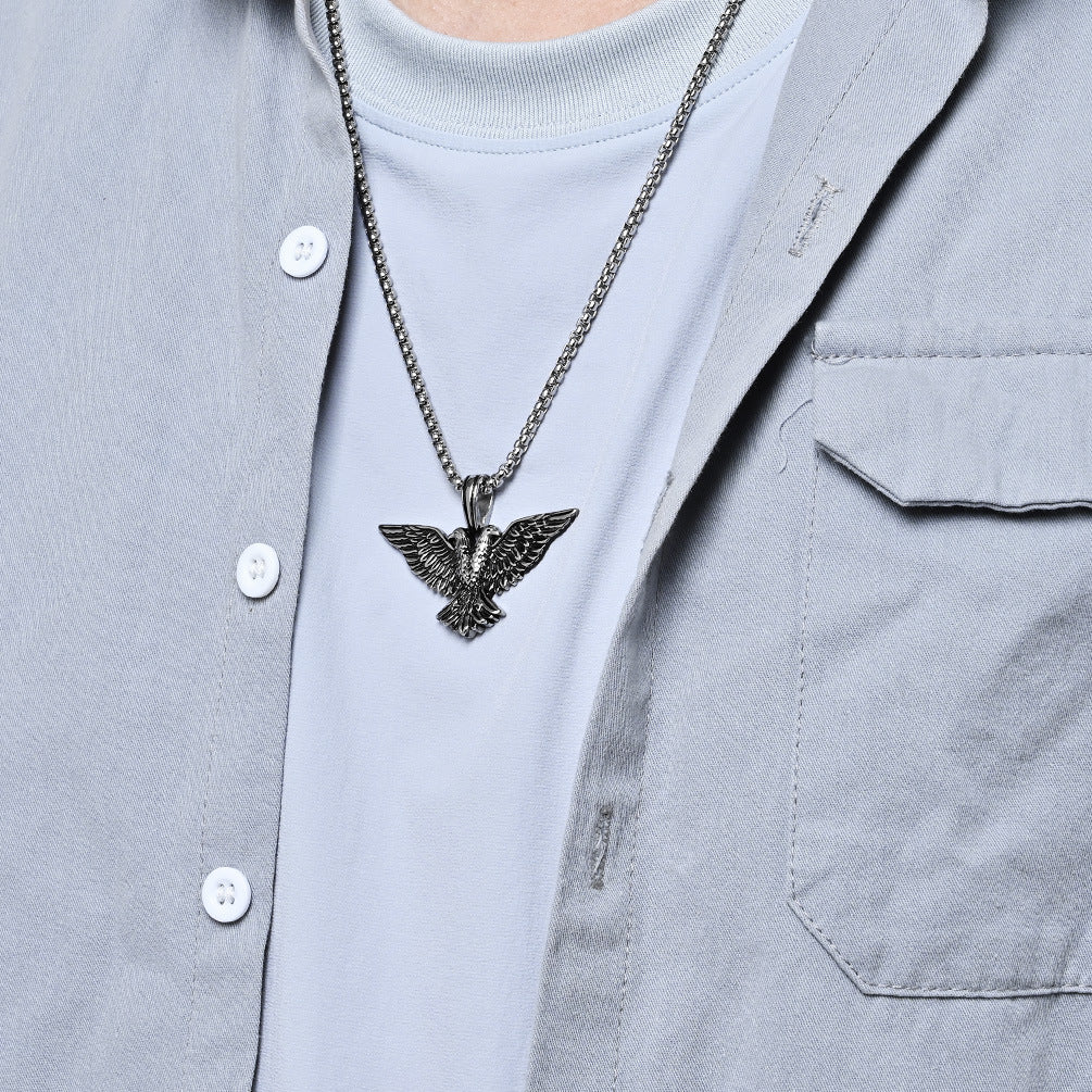Cross-Border European American Retro Double-Headed Eagle Necklace