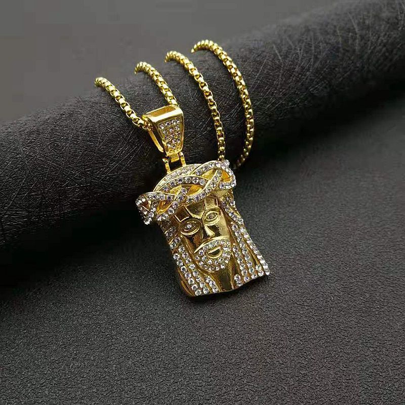 Planderful Collection Stainless Steel Hip Hop Jesus Pendant Necklace For Men Durable Religious Jewelry