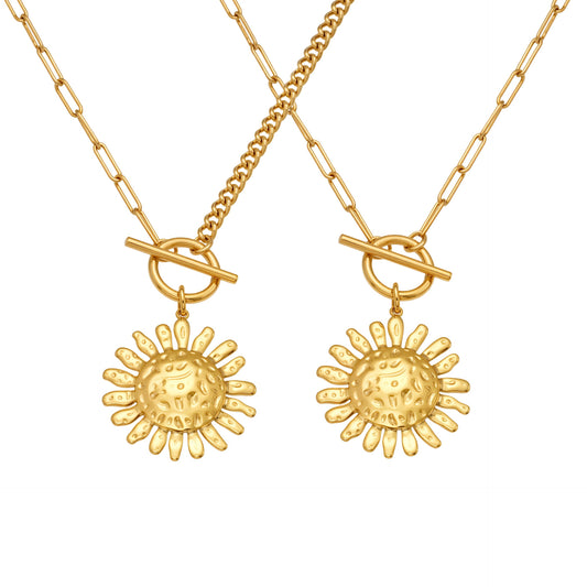 Planderful Genie Sunflower Hammer Necklace Women 18K
