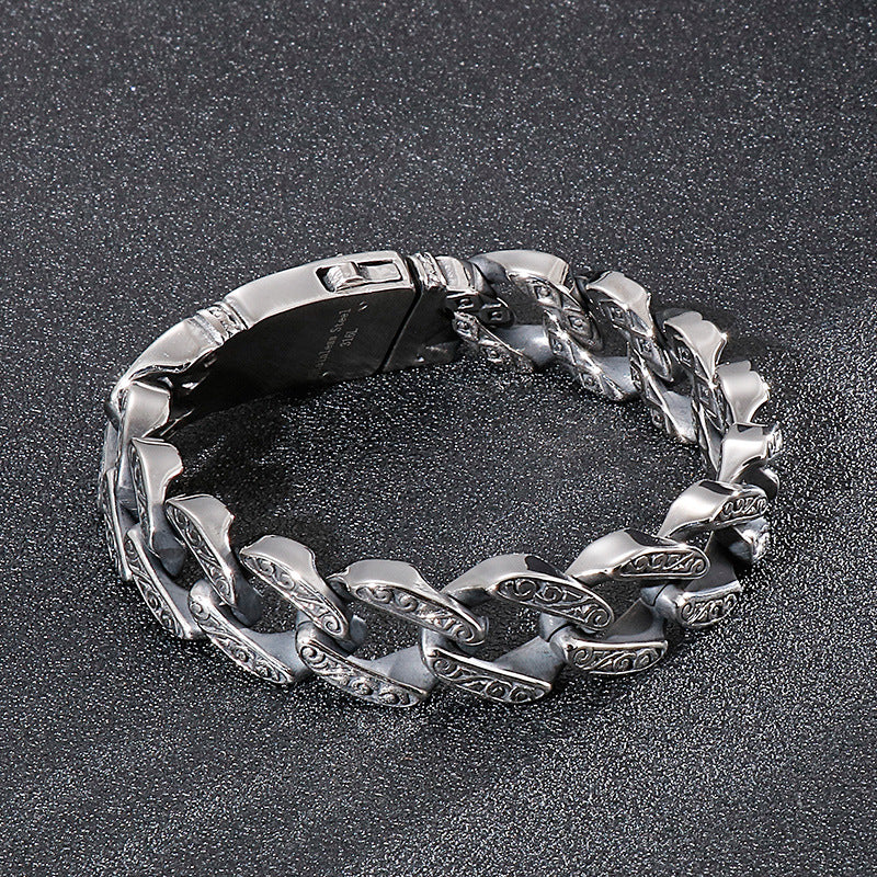 Retro Stainless Steel Charm Bracelet for Men - Unique Punk Style Accessory