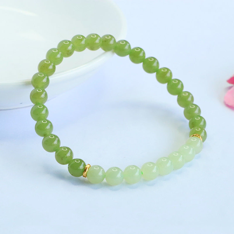 Gradient Hetian Jade Bead Bracelet